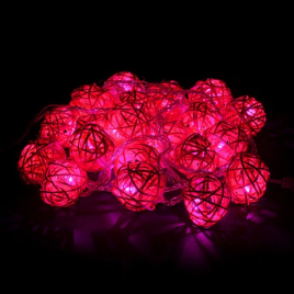 Гирлянда LED  20 Шары ротанговые10м розовые ф