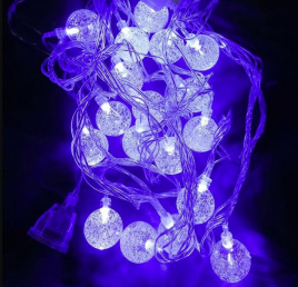 Гирлянда LED  16 4м шарик прозр.синий.ф