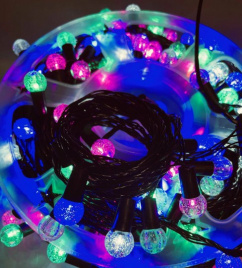 Гирлянда LED 170 34м шар .прозр.мульти.мерц.бп уличн.В-34М-170W ф