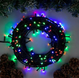 Гирлянда LED 300  Шнур мульти  черный.пров. 20,5м