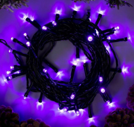 Гирлянда LED 50 на сол. батарее 7м фиолетовая уличная, о/н
