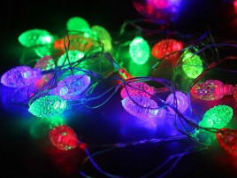 Гирлянда LED  16 4м шишка прозр.мульти.ф