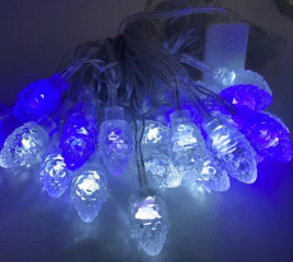 Гирлянда LED 100 колпачек Шишка сине-бе полу-ул.9м