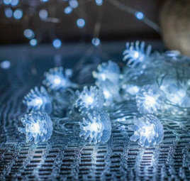 Гирлянда LED  16 4м шишка прозр.белая.ф