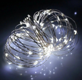 Гирлянда роса LED 100 на сол. батарее 10м белая уличная, о/н