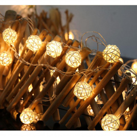 Гирлянда LED  20 Шары ротанговые10м желтые ф