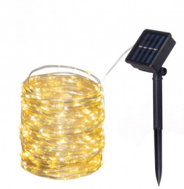 Гирлянда роса LED 200 на сол. батарее 20м т/белая уличная OZ