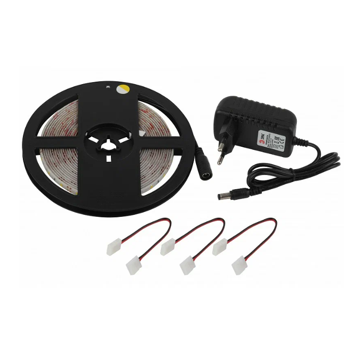 Лента комплект 5м. 4,8W 60Led 12V IP20 2700K 2835kit ЭРА фото 1