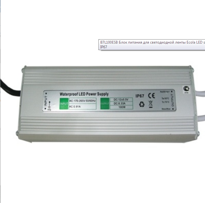 Блок питания 100W 12V IP67 B7L100ESB ECOLA фото 1