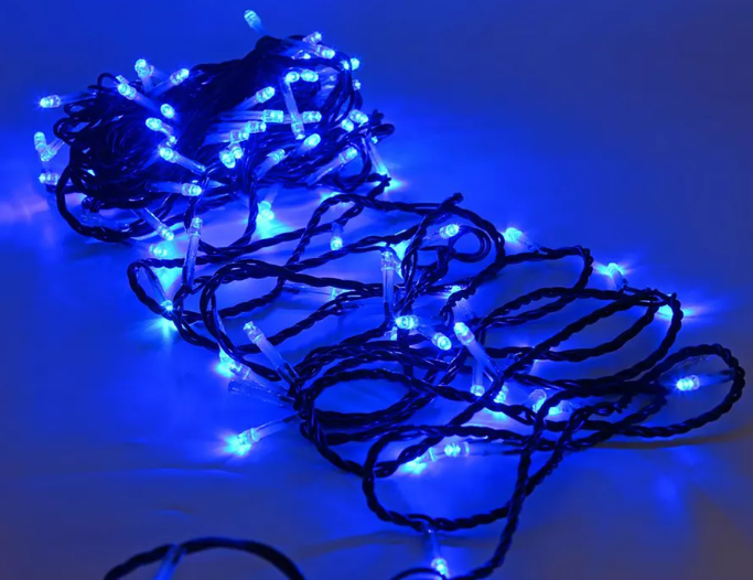 Гирлянда LED 100 Синий мерц ч/пр 10м уличный фото 1