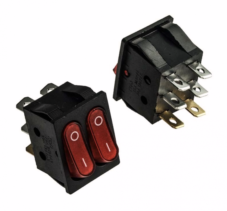 Переключатель on-off красн. 2кл 5А (KCD4-2101N-C3-R/6P on-off) RUICHI фото 1